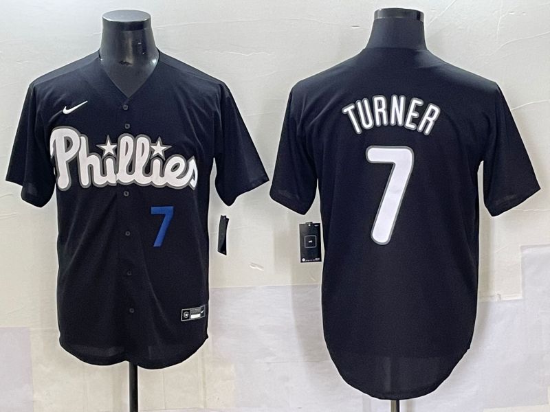 Men 2025 Philadelphia Phillies #7 Turner Black Fashion Nike MLB Jersey style 7092